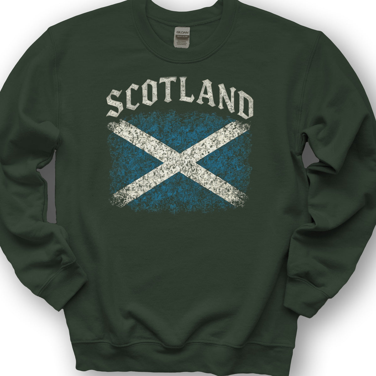 Scotland Distressed Vintage Flag Sweatshirt - Forest Green