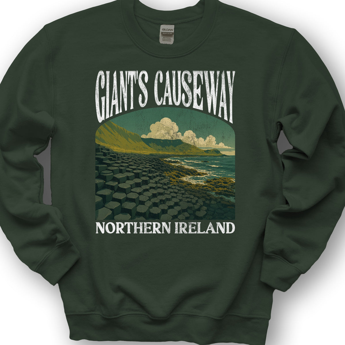Giants Causeway Northern Ireland "Big and Bold" Sweatshirt - Forest Green