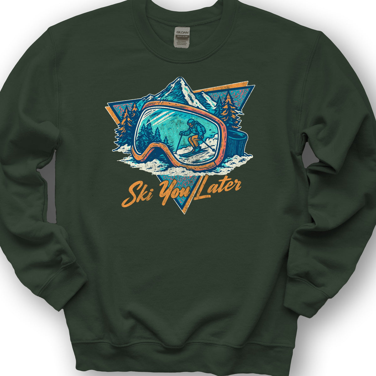 Ski You Later Retro 1980's Sweatshirt - Forest Green