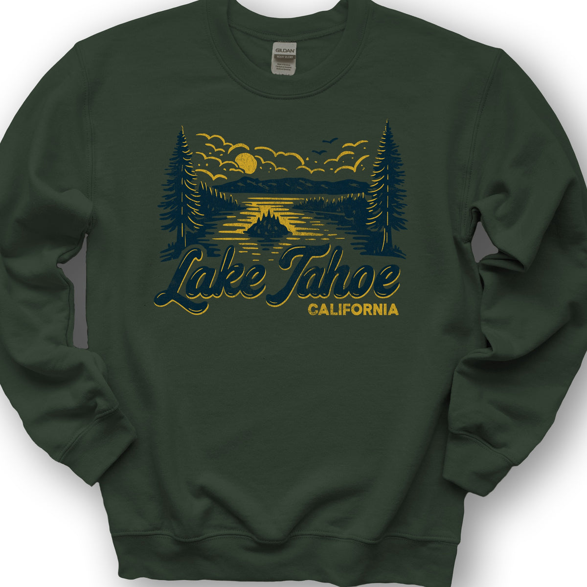 Lake Tahoe Emerald Bay Sketch Sweatshirt - Forest Green