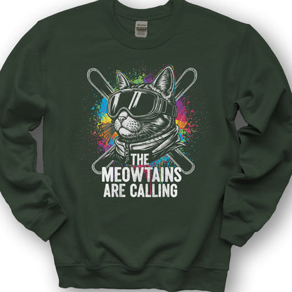 The Meowtains are Calling Sweatshirt - Forest Green