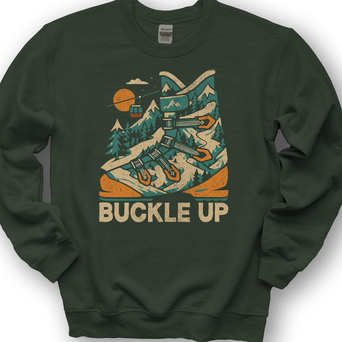 Buckle Up Ski Boot Sweatshirt - Forest Green