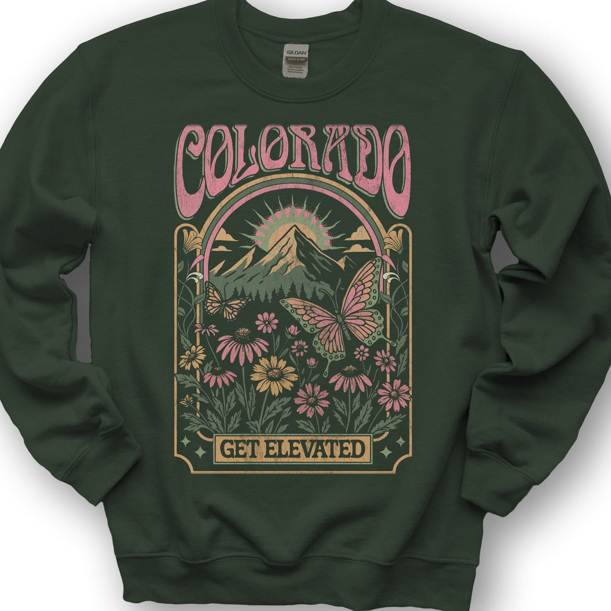 Colorado Get Elevated Butterfly Sweatshirt - Forest Green