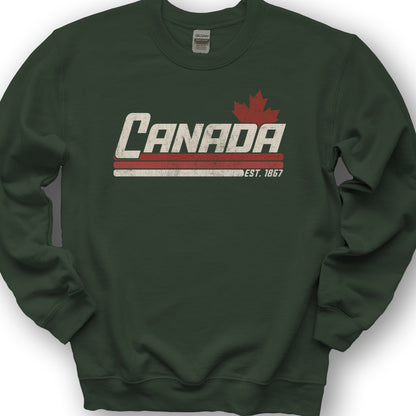 Canada Retro Stripe Sweatshirt - Forest Green