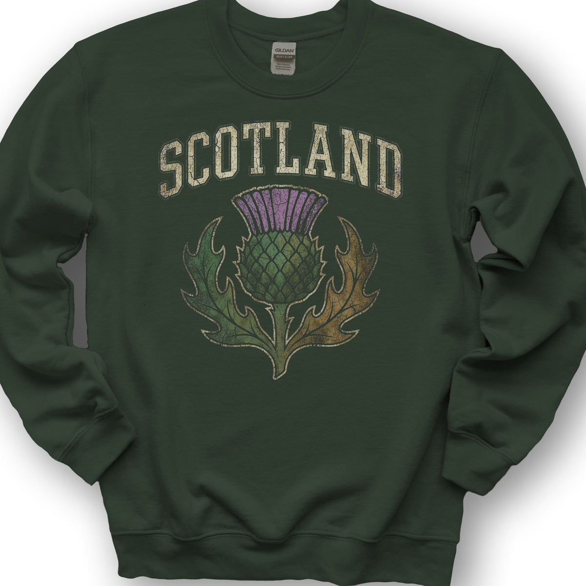 Scotland Distressed Thistle Sweatshirt - Forest Green