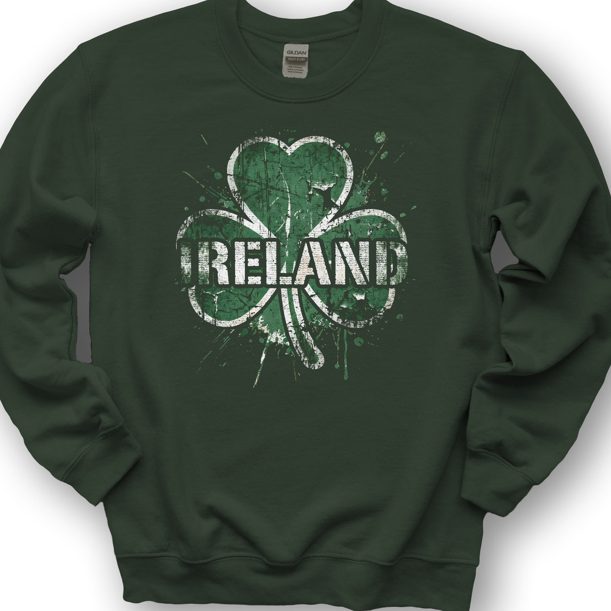 Ireland Shamrock Grunge Sweatshirt - Forest Green