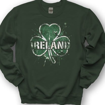 Ireland Shamrock Grunge Sweatshirt - Forest Green