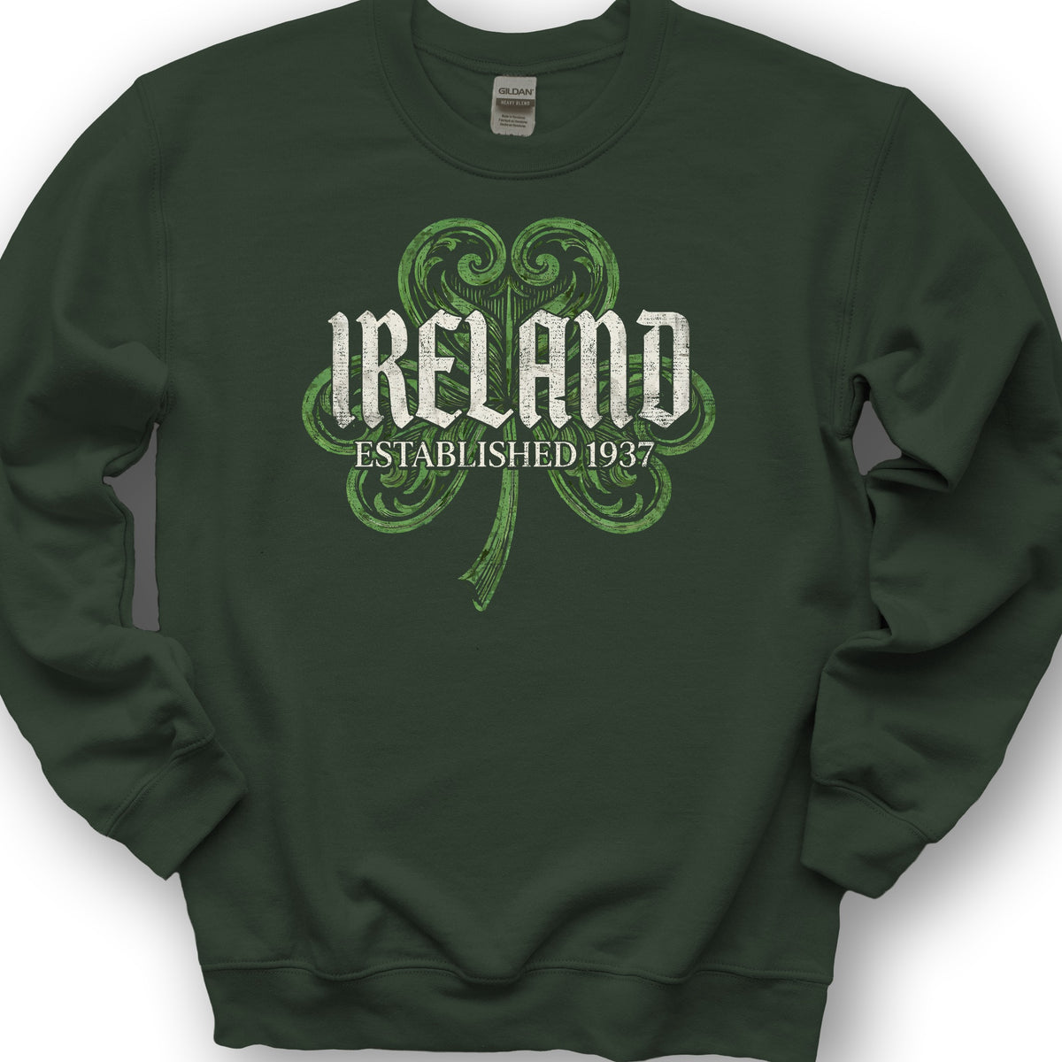 Ireland Gothic Shamrock Sweatshirt - Forest Green