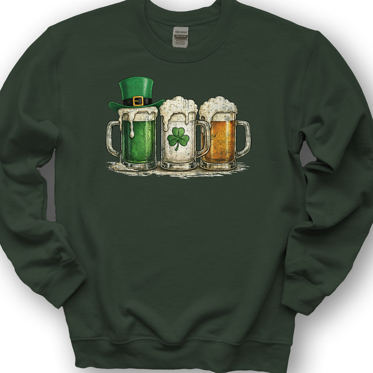 Irish Flag Mugs Sweatshirt - Forest Green