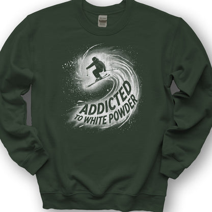 White Powder Skiing  Sweatshirt - Forest Green