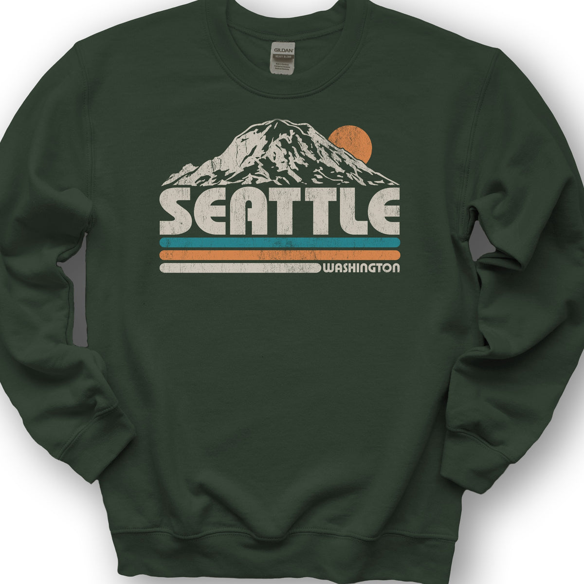 Seattle Retro Stripe Sweatshirt - Forest Green