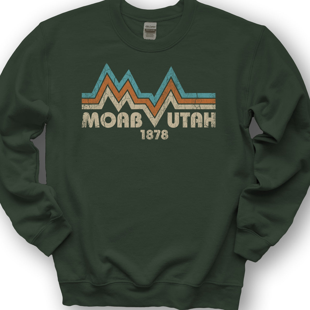 Moab Utah Retro Sweatshirt - Forest Green