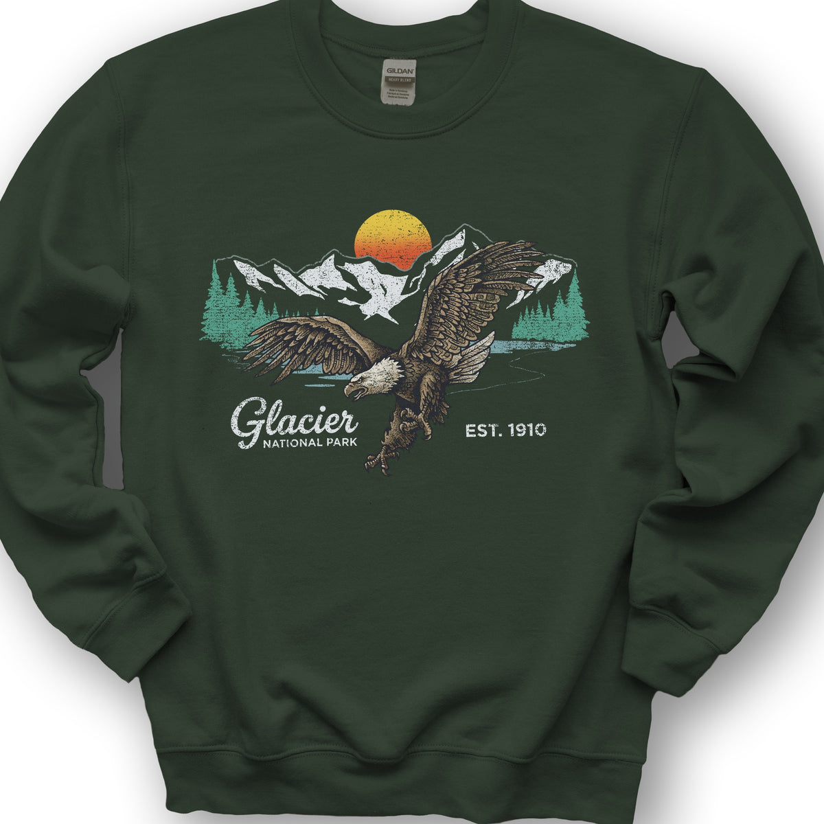 Glacier Bald Eagle Sweatshirt - Forest Green