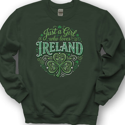 Just A Girl Shamrock Sweatshirt - Forest Green