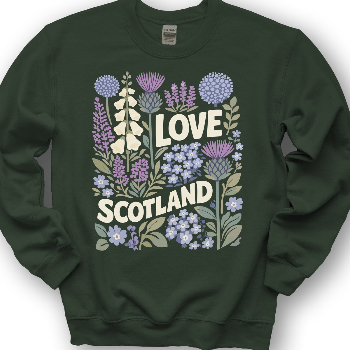 Love Scotland Flowers Sweatshirt - Forest Green