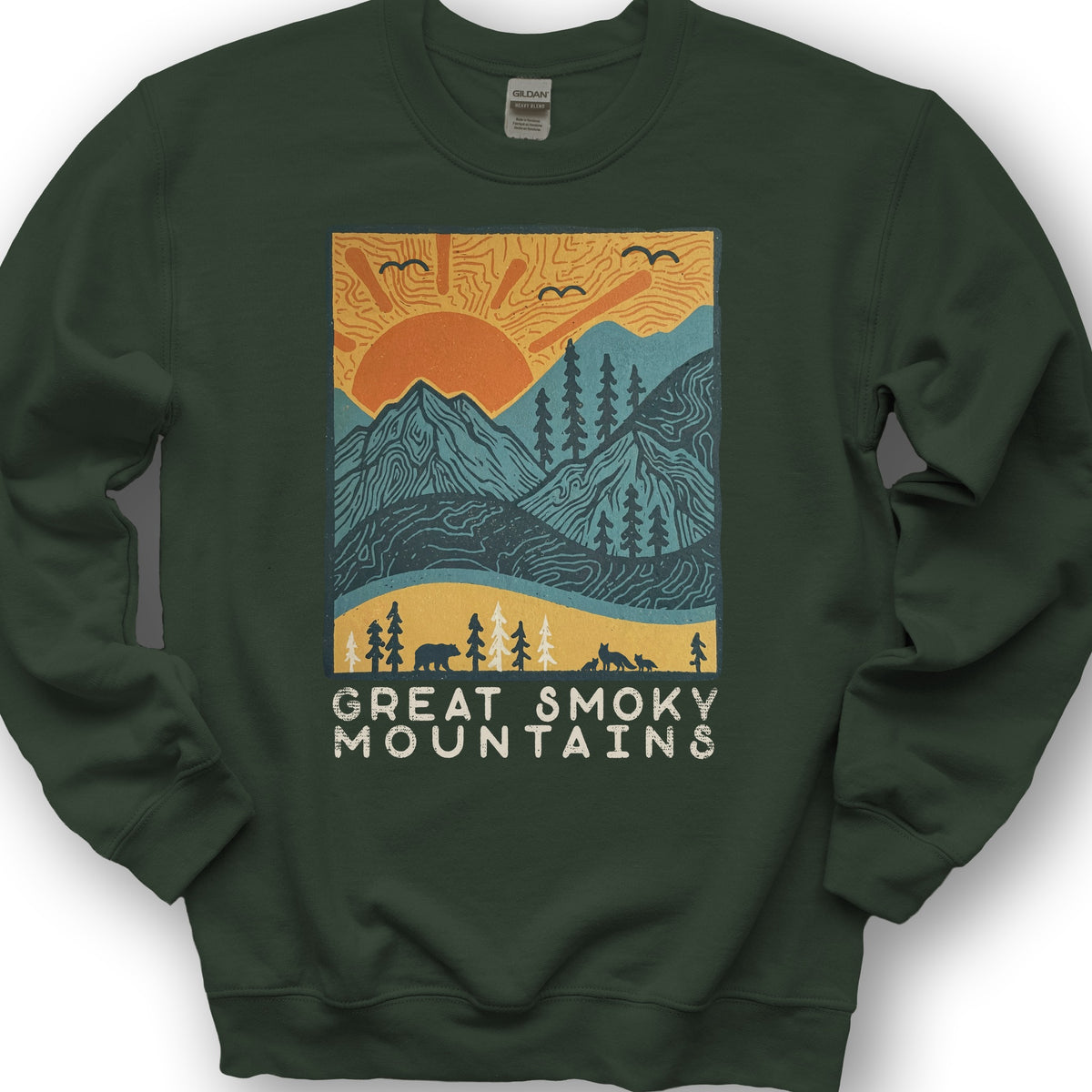 Smoky Mountains Scandi Sweatshirt - Forest Green