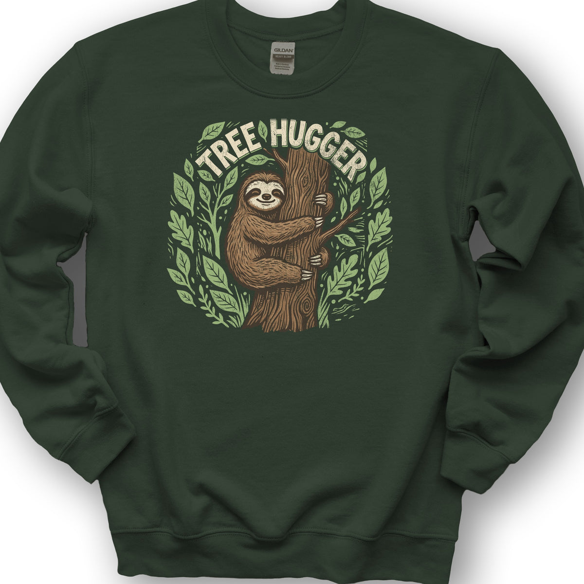 Tree Hugger Sloth Sweatshirt - Forest Green