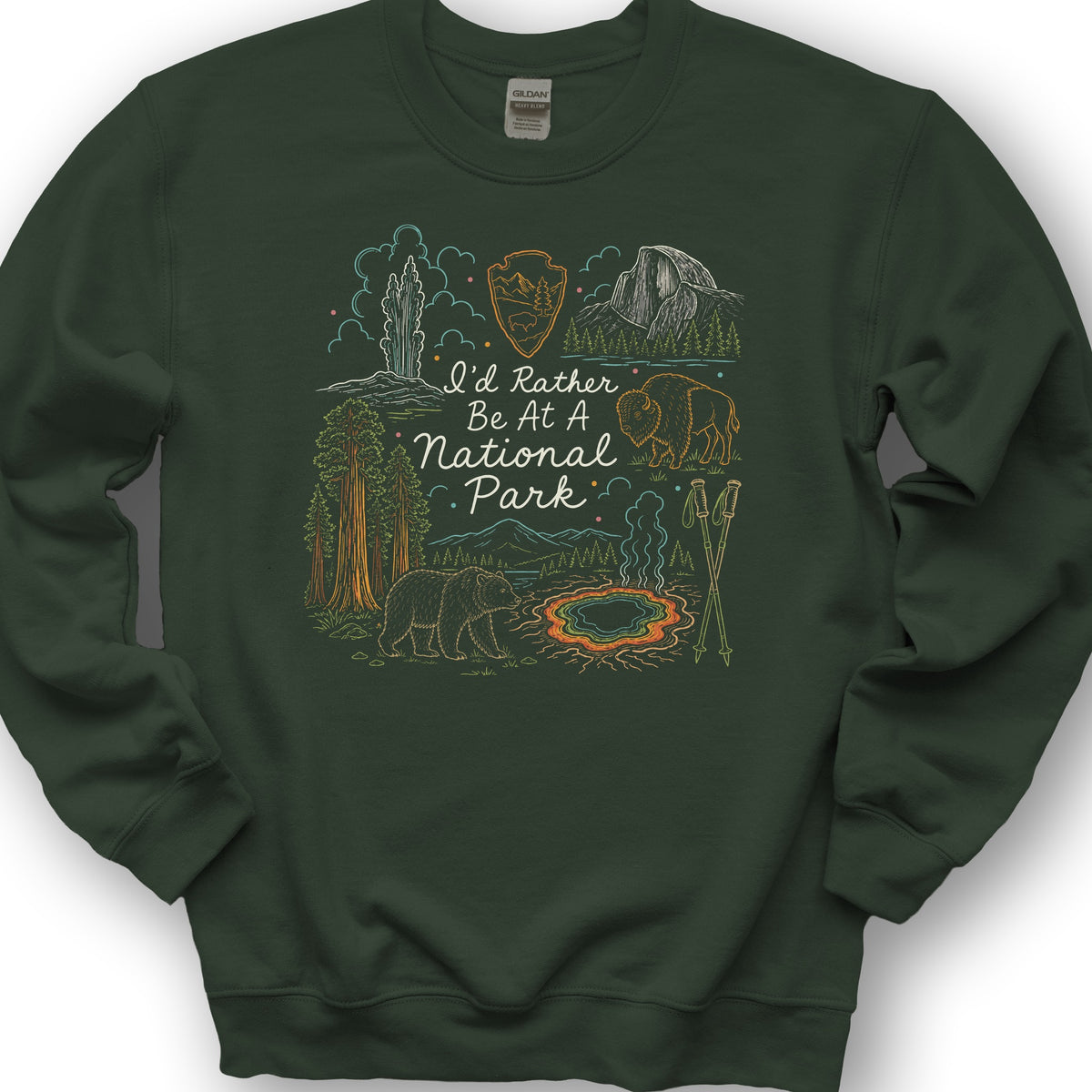 I'd Rather Be At A Park Sweatshirt - Forest Green