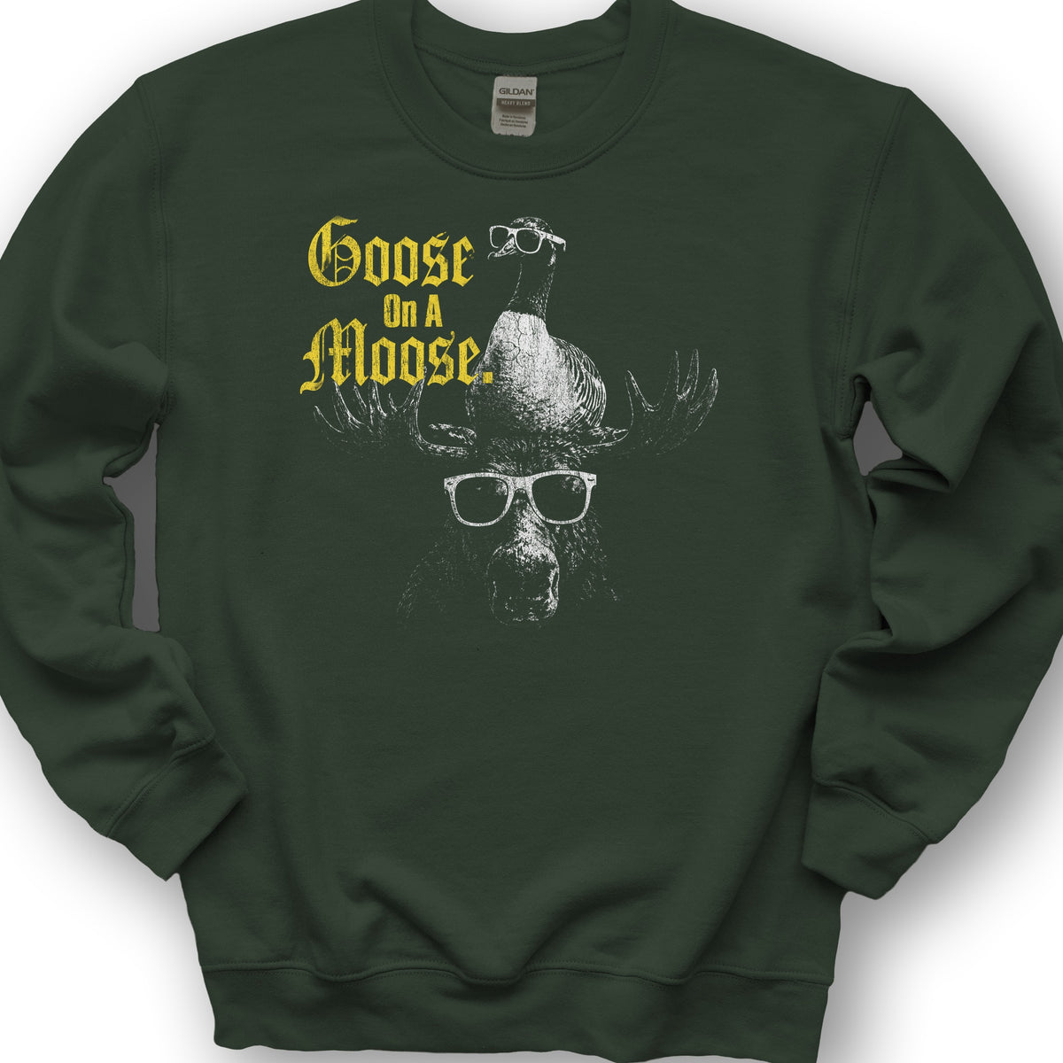 Goose On A Moose Halftone Sweatshirt - Forest Green