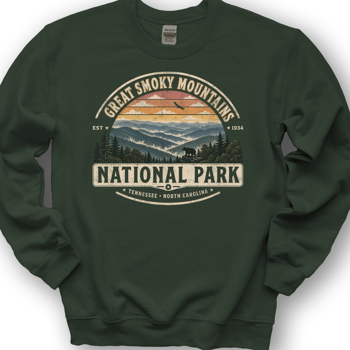 Great Smoky Mountains Medallion Sweatshirt - Forest Green