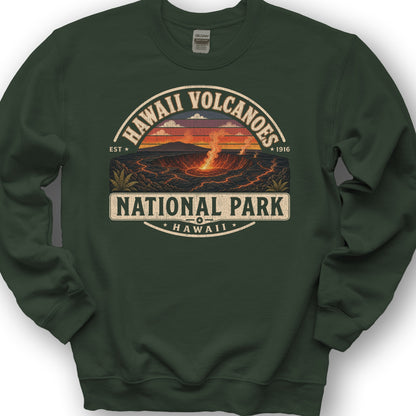 Hawaii Volcanoes Medallion Sweatshirt - Forest Green