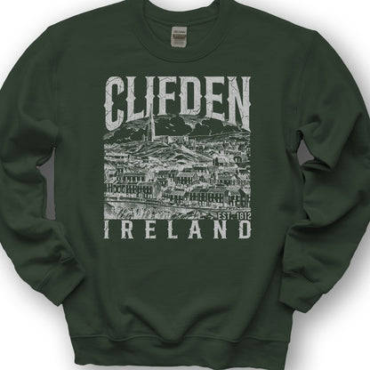 Clifden Ireland Sketch Sweatshirt - Forest Green