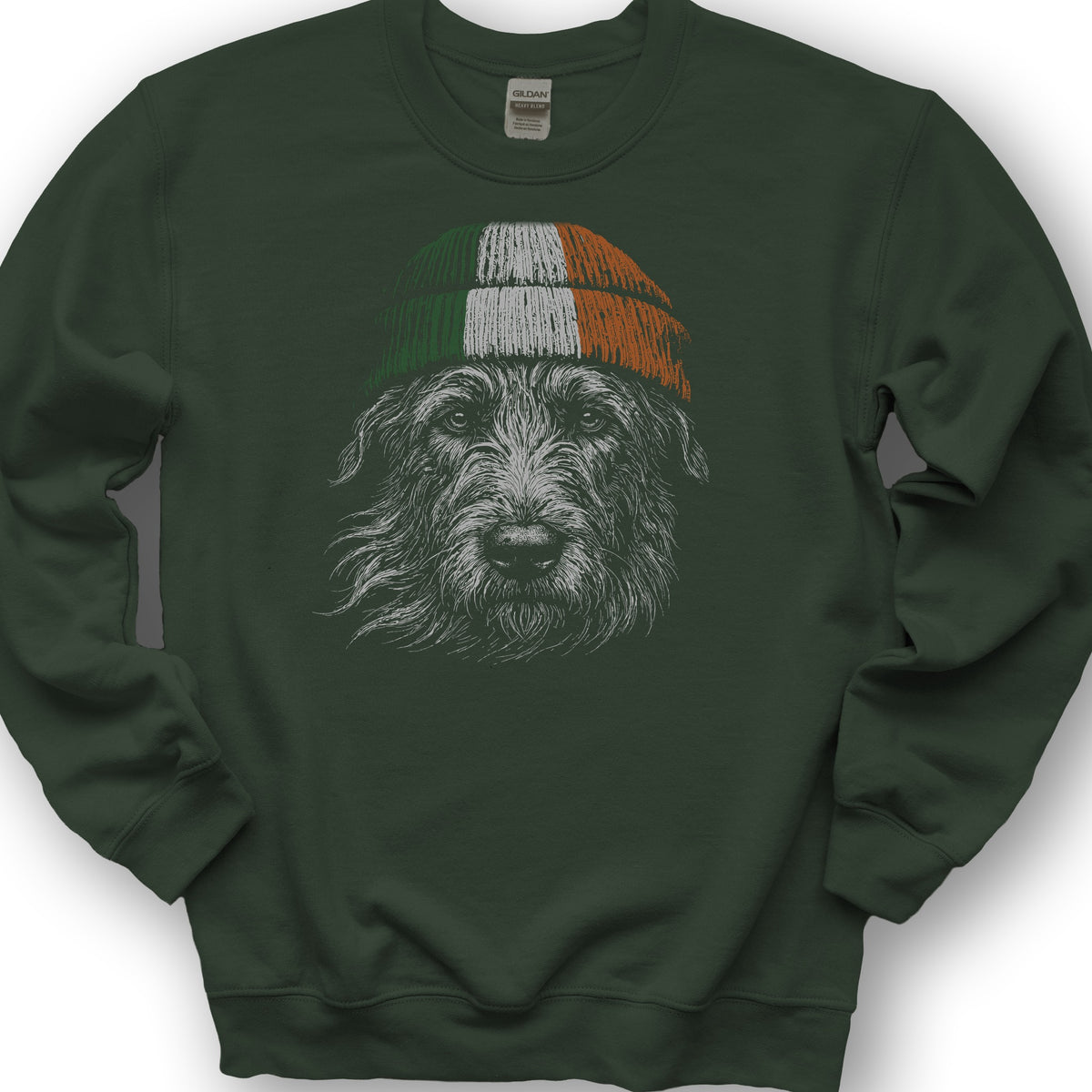 Irish Wolfhound Beanie Sweatshirt - Forest Green