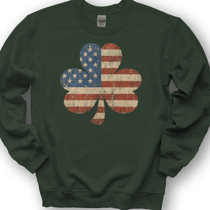 Vintage Flag Shamrock Sweatshirt - Forest Green