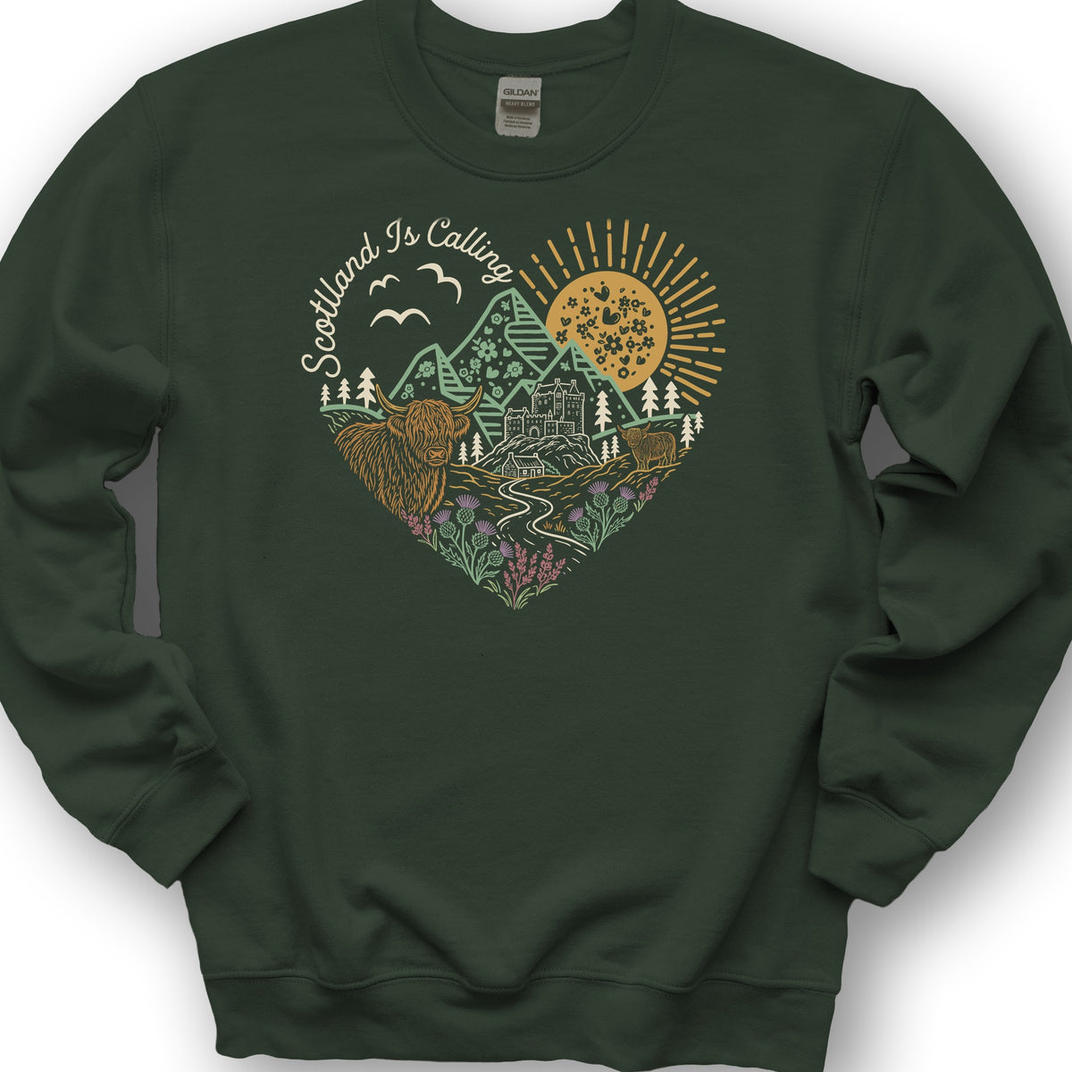 Scotland Is Calling Heart Sweatshirt - Forest Green
