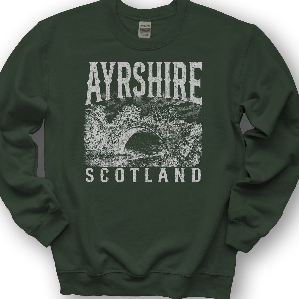 Ayrshire Scotland Sketch Sweatshirt - Forest Green