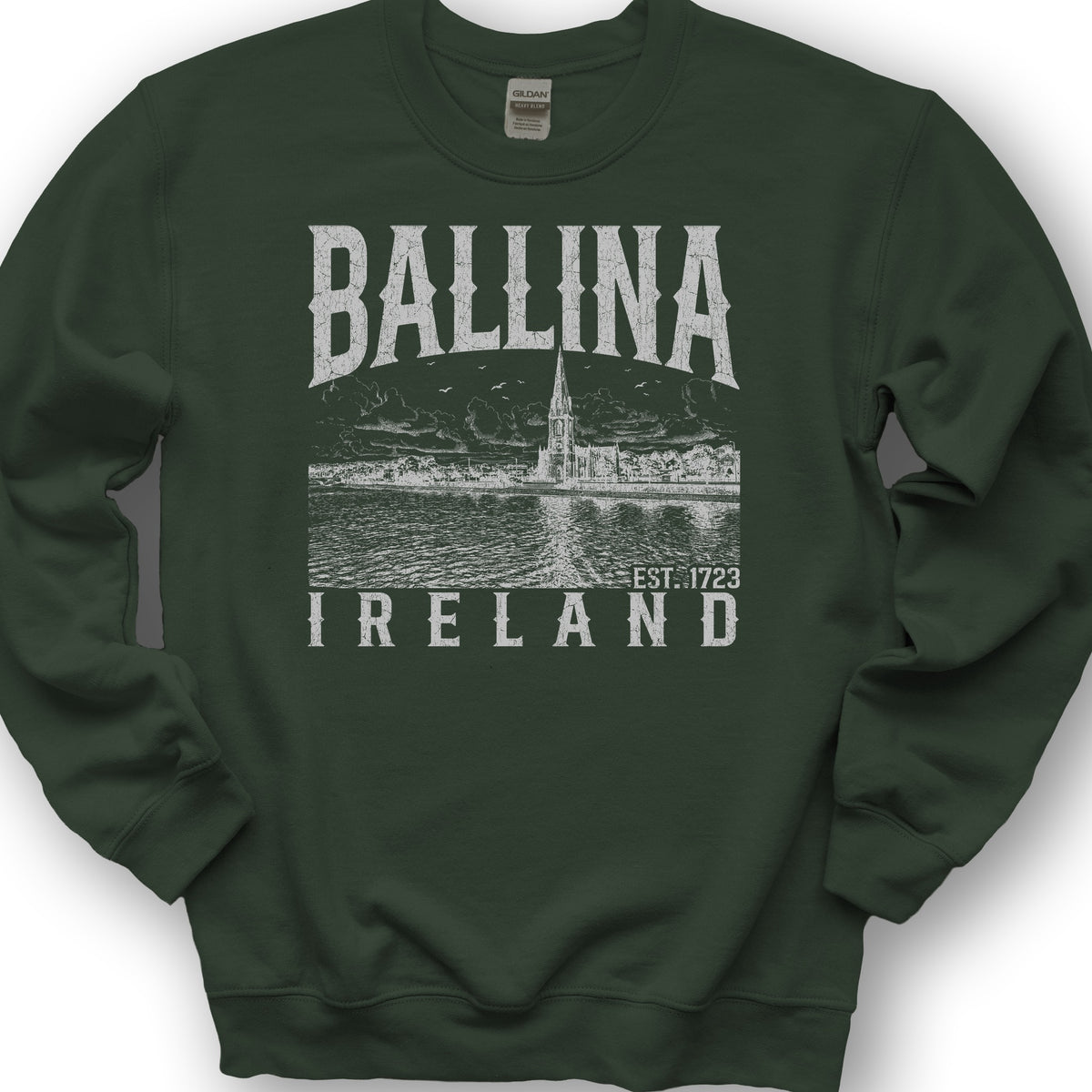Ballina Ireland Sketch Sweatshirt - Forest Green