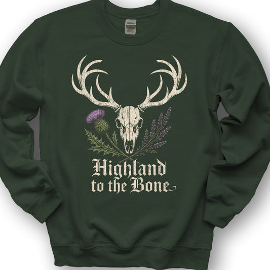 Highland Stag Skull Sweatshirt - Forest Green