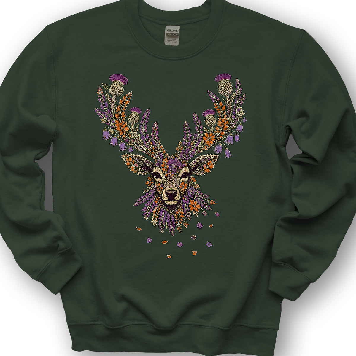 Floral Stag Sweatshirt - Forest Green