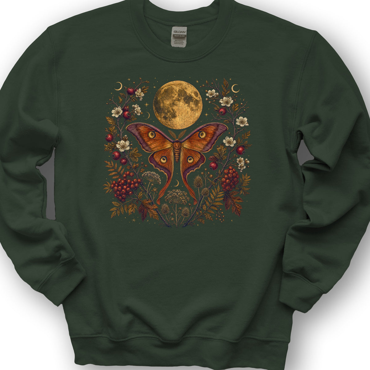 Harvest Moon Moth Sweatshirt - Forest Green