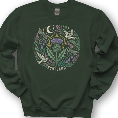 Scotland Thistle Doves Sweatshirt - Forest Green