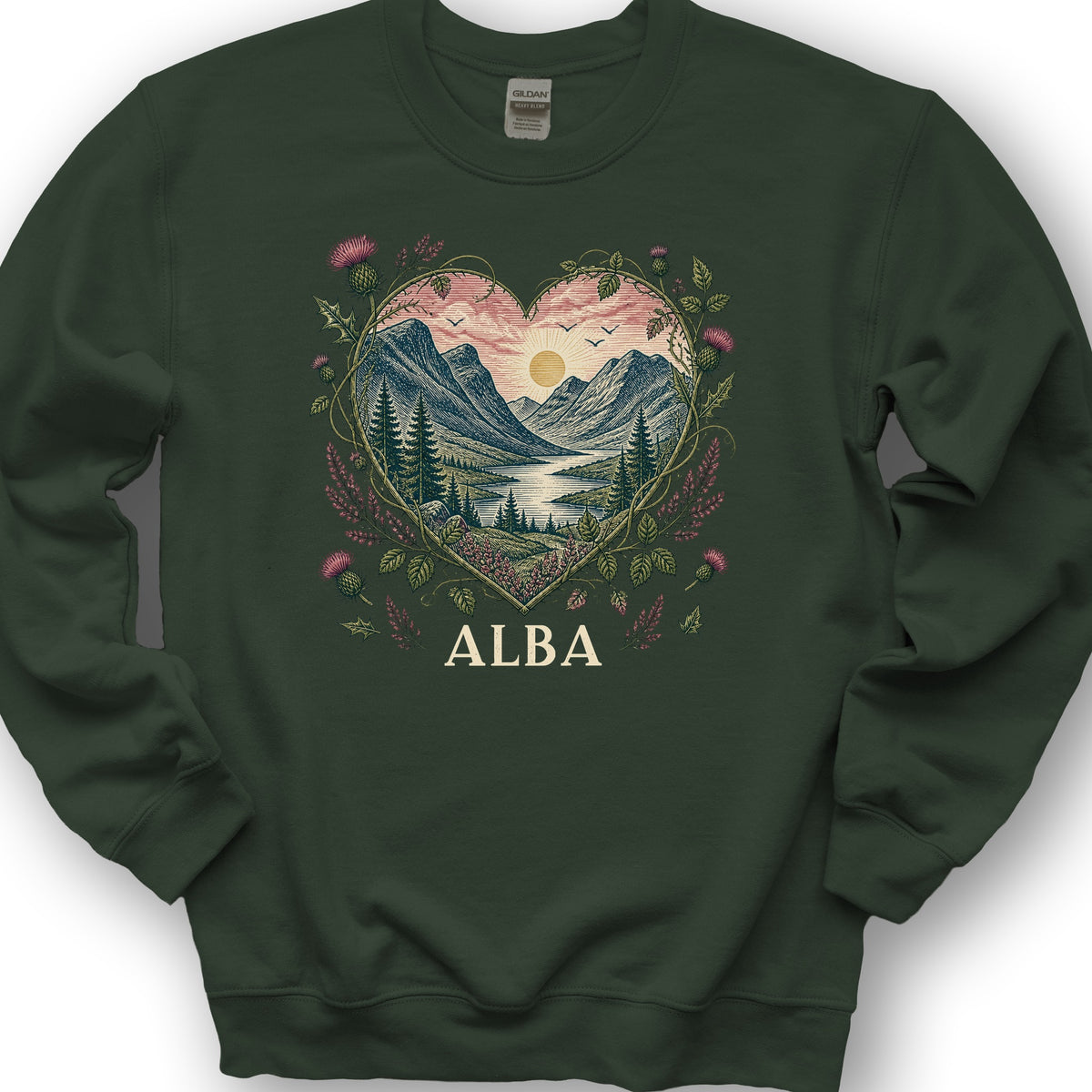 Alba Heart Sweatshirt - Forest Green