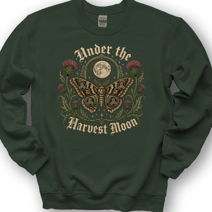 Gothic Harvest Moon Moth Sweatshirt - Forest Green