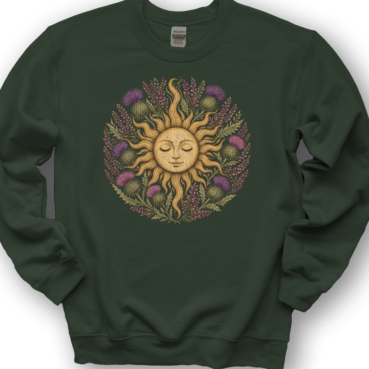 Thistle Celestial Sun Sweatshirt - Forest Green