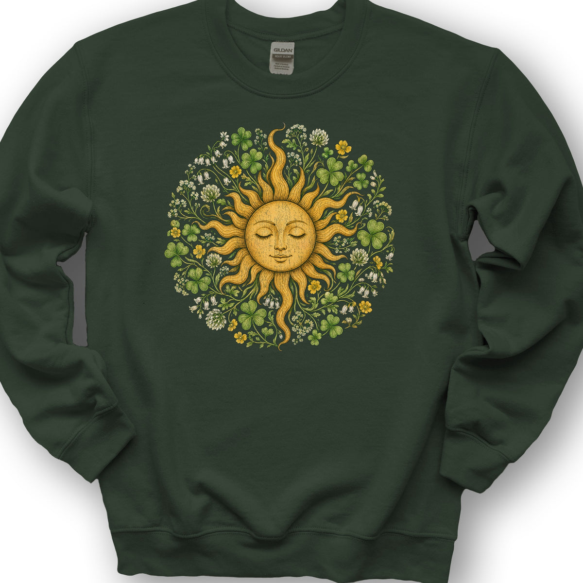 Shamrock Celestial Sun Sweatshirt - Forest Green