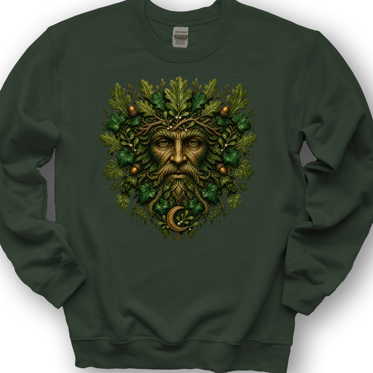 Green Man Moon Sweatshirt - Forest Green