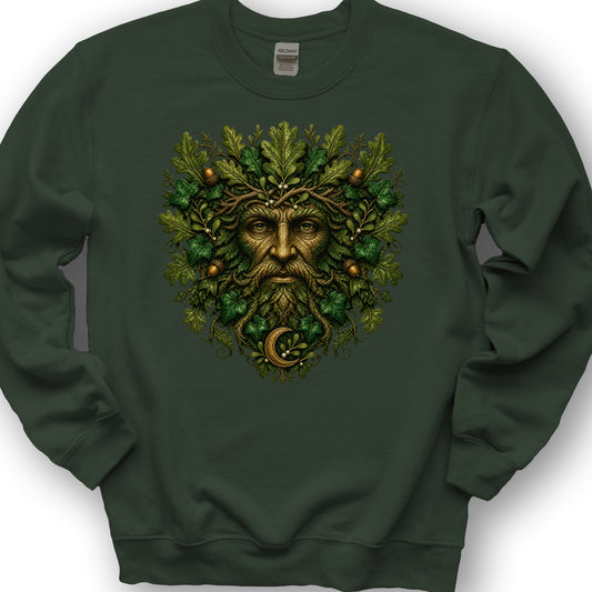 Green Man Moon Sweatshirt - Forest Green