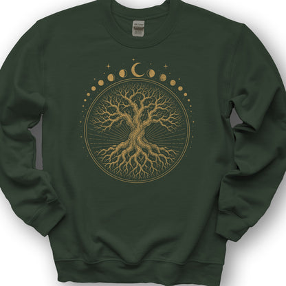 Moon Phase Tree Sweatshirt - Forest Green