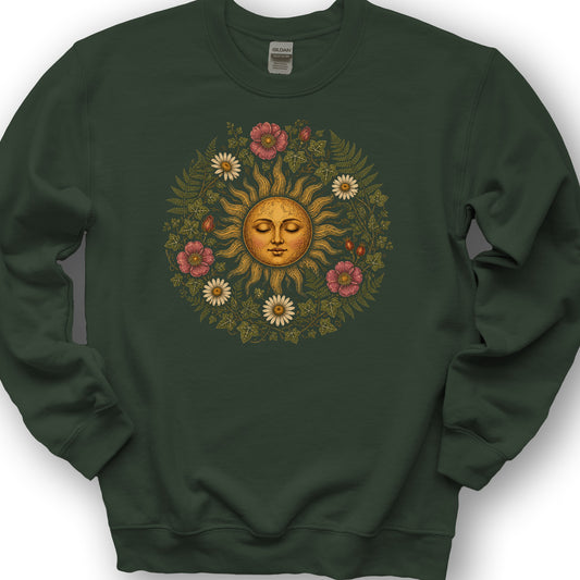 Celestial Bloom Sweatshirt - Forest Green