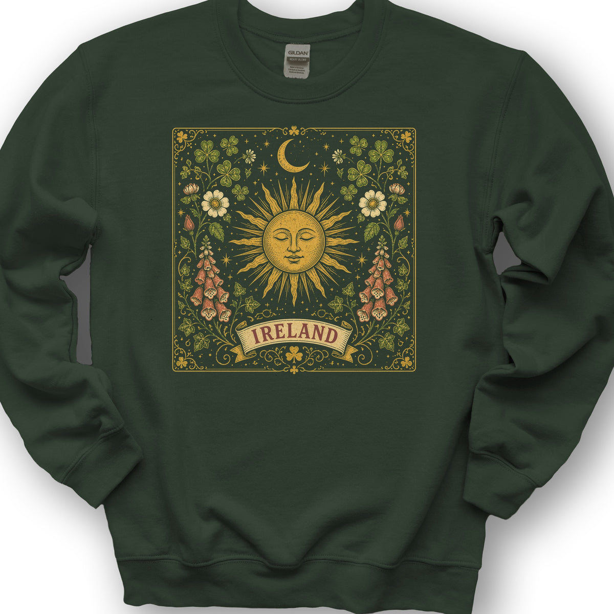 Ireland Celestial Floral Sweatshirt - Forest Green