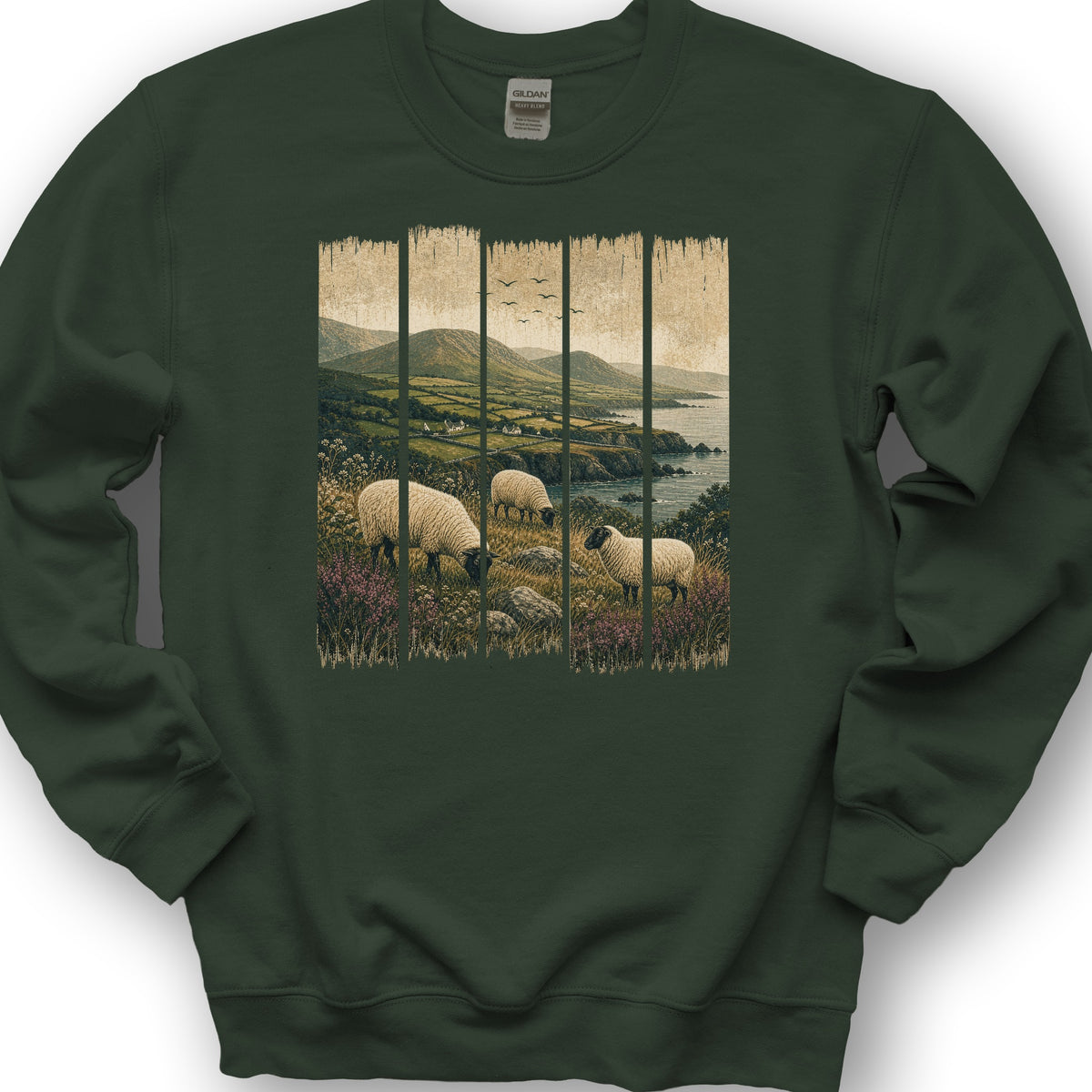 Ireland Sheep Panels Sweatshirt - Forest Green