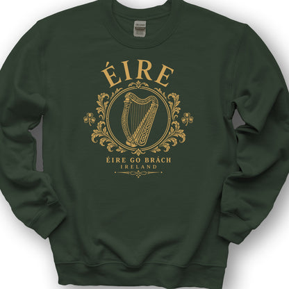 Éire Harp Laurels Sweatshirt - Forest Green