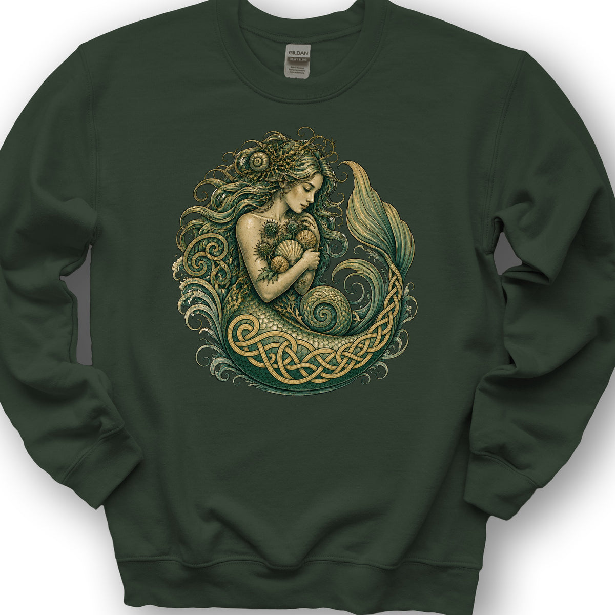 Celtic Mermaid Sweatshirt - Forest Green