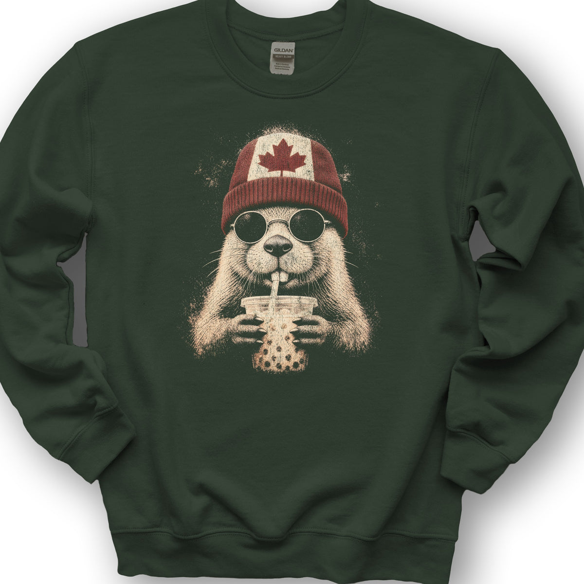 Canada Beaver Attitude Sweatshirt - Forest Green