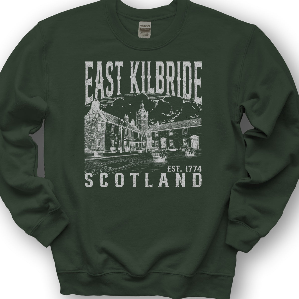 East Kilbride Scotland Sketch Sweatshirt - Forest Green