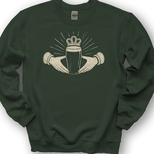 Claddagh Irish Beer Sweatshirt - Forest Green